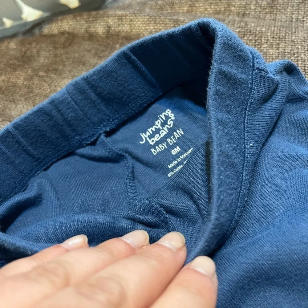 6 Month Set of 3 Baby Pants, Bottoms - Blue, Light Blue, and Striped